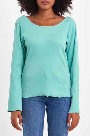 ESPİNA Women's Back V Low-cut Long Sleeve Blouse