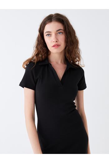 LC Waikiki Polo Neck Straight Short Sleeve Women's Dress