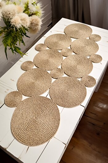 Homever Repatt 120x40cm Wicker Jute Living Room Kitchen Table Coffee Table Cloth / Runner / Ranir