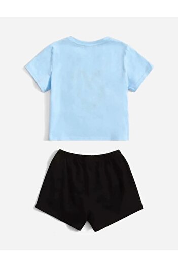 Revasser Girl's Heart Special Printed Combed Cotton Crew Neck T-Shirt - Shorts Set