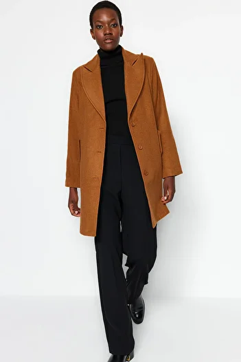 Trendyol Collection Camel Premium Oversize Wide Cut Stamp Coat TWOAW24KB00103