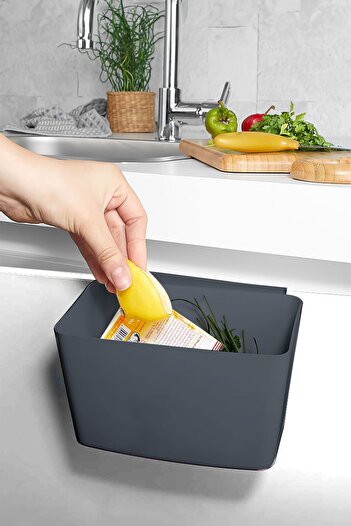 Porsima Org-50 Practical Trash Can Hanging on Cabinet Door - Countertop Trash Can Anthracite