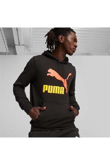 Puma Classics Logo Hoodie Erkek Siyah Kapüşonlu Φούτερ Siyah 53951856