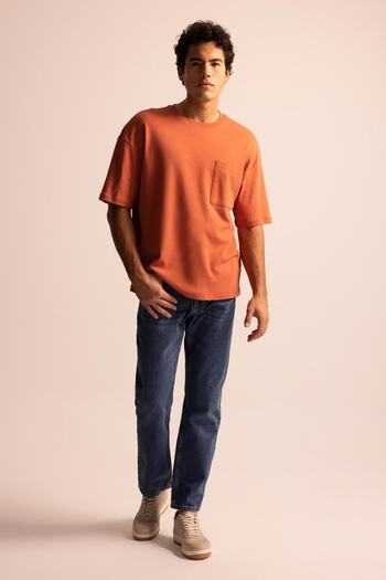 DeFacto Μπλουζάκι Premium Oversize Fit Crew Neck 100% βαμβακερό