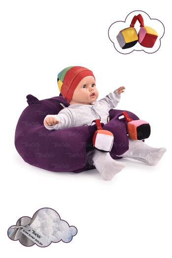 TOKKO Purple Anti-Tipping Baby Seat - Baby Sitting Support Cushion with Toys