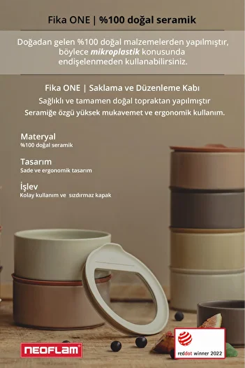 NEOFLAM Fıka One Ceramic Storage Container 6 Pieces Ice White