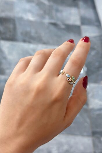 Ezgili Takı Enameled Branch Ring