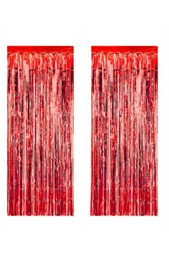 PartiVar Red Tufted Glittering Background Door Curtain 90×240 Cm