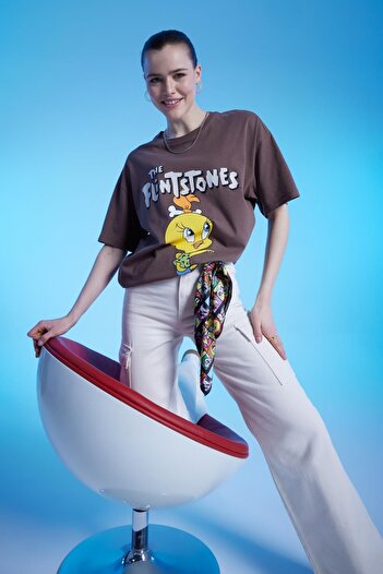 DeFacto Cool T-shirt Warner Bros 100th Anniversary Oversize Fit με εμπριμέ κοντό μανίκι 100% βαμβάκι
