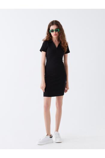 LC Waikiki Polo Neck Straight Short Sleeve Women's Dress