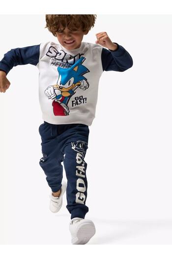Keywest Kids Sonic The Hedgehog Printed 3 νήματα Crew Neck Navy Blue White Σετ παιδική φόρμα
