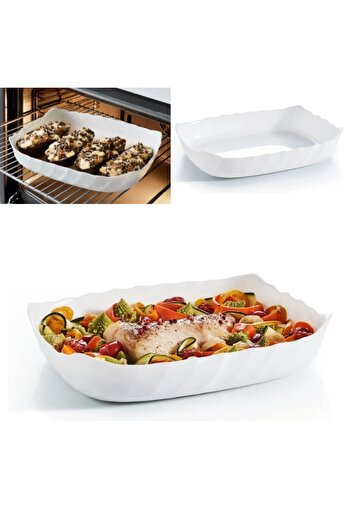 Luminarc Large Baking Pot - 29X23 Rectangular, Pasta Pastry and Carnivorous Tray, Cake Serving Pot