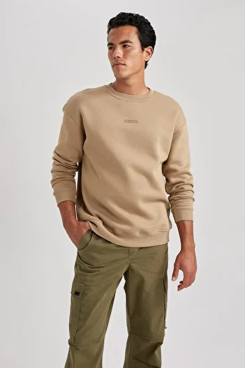 DeFacto Φούτερ με στάμπα με λαιμόκοψη Boxy Fit Crew X8282az23au