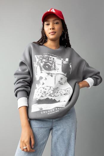 DeFacto Oversize Fit mikina Crew Neck