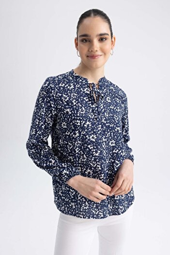 DeFacto Regular Fit Crew Neck Long Sleeve Blouse