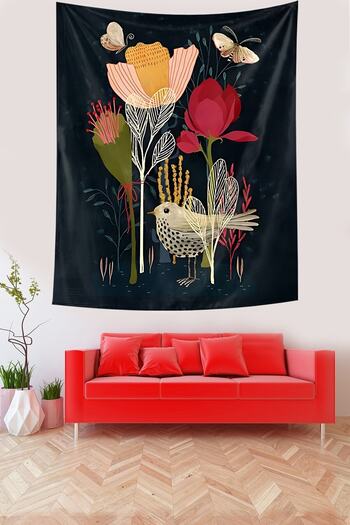 on the clouds Flowers Butterflies and Bird Pattern Stain Resistant Fabric Wall Cloth Wall Carpet Tapestry