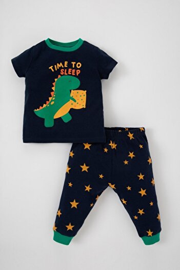 DeFacto Erkek Bebek Desenli Ribana Kısa Kollu Pijama Takımı Z4275a223sp