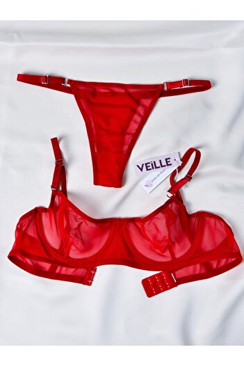 Veille Sütyen Takım Balenli Bralet Tangalı Transparan iç Giyim