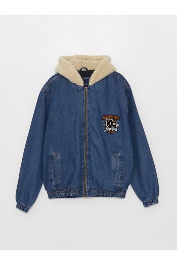 LC Waikiki Jeans-Bomberjacke mit Kapuze für Herren in Standard-Passform