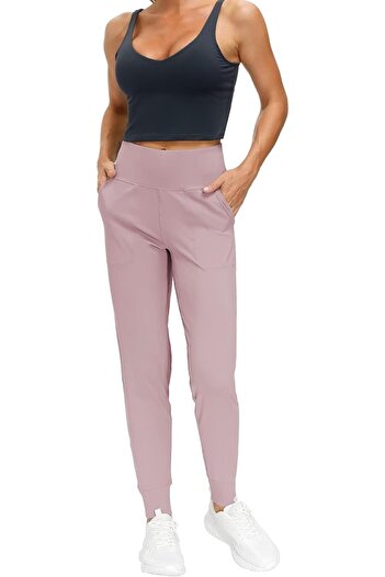 GHASSY CO. Kadın Yüksek Bel Yoga Koşu Egzersiz Joggers Hafif Eşofman Altı