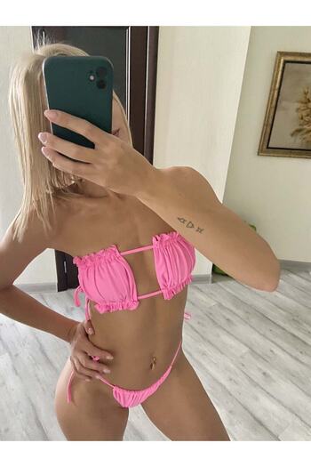 nuriçgiyim Pembelya drawstring bikini suit