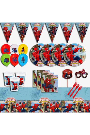 FOKUL Spiderman Spider Man 24-Person Birthday Concept Party Supplies Set