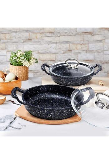 OMS 4 Piece Cast Iron Granite Pan Set 3286 Black