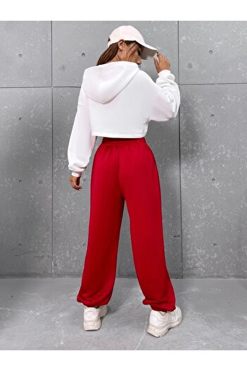 Machetta Σετ φόρμας Brooklyn Red Printed Crop Hooded 3 κλωστών