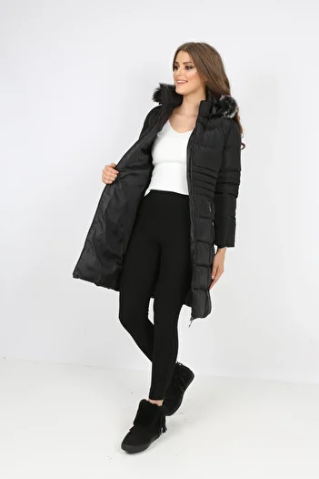 HASMOD Black Colored Removable Hooded Puffer Jacket