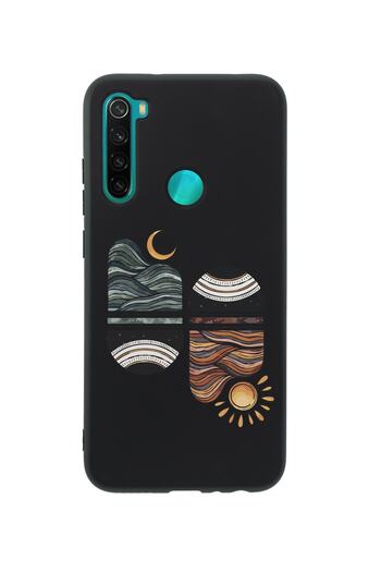 mooodcase Xiaomi Redmi Note 8 Sunset Wave Premium Silicone Black Phone Case Compatible