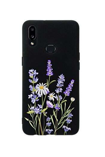 mooodcase Samsung A10S Compatible Lavender Premium Silicone Black Phone Case