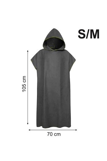 MORDRY Unisex Hooded Microfiber Surf Poncho, Φορητή πετσέτα, Φορητή καμπίνα, Γκρι