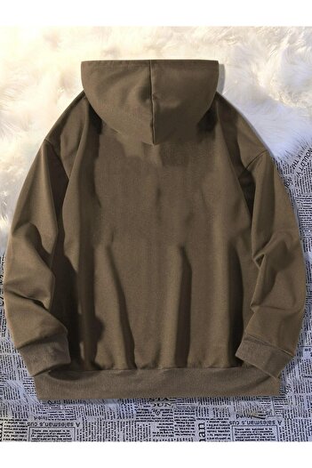 Black Sokak Ανδρικό φούτερ Brown Needs Printed Oversize με κουκούλα
