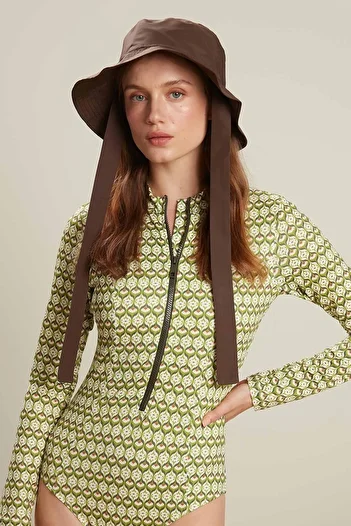 Manuka PATTERNED ZIPPERED SURF SWIMSUIT RETRO