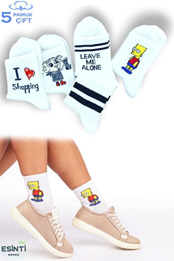 Esinti Men's Socks Women's Socks Long Sports Socks Patterned Socket Socks Colorful Socks 5 Pieces