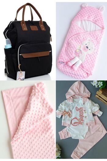 Beyaz Bebek Large Birth Set of 4 (Luxury Baby Care Backpack, Hospital Exit, Swaddle and Chickpea Blanket Set)