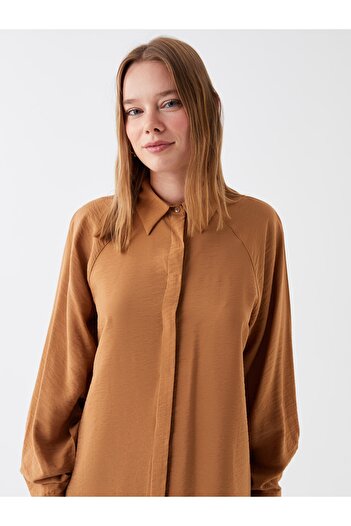 LC Waikiki Shirt Collar Plain Long Sleeve Women's Tunic
