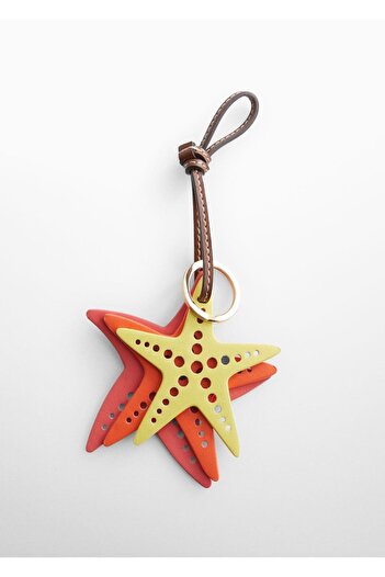 MANGO Woman Leather look star keychain