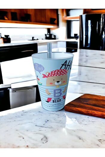 SEYFİKİRTASİYE PATTERNED PLASTIC CUP WITH STRAW 400 ML