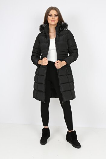 HASMOD Black Colored Removable Hooded Puffer Jacket