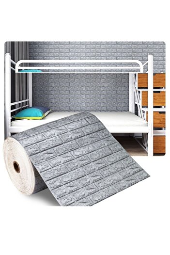 Renkli Duvarlar Nw02 Gri Kendinden Yapışkanlı Esnek Sünger 3d Duvar Kağıdı Paneli