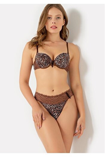 Miorre Unpadded Lace Leopard Patterned Bra Set New Season