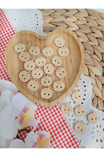 ilmekhobievi Wooden Button Apple 16 Mm 10 Pieces
