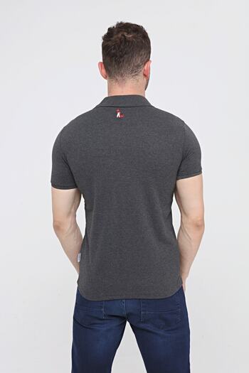Uniprom -Polo Neck 100% βαμβακερό μπλουζάκι ανδρικό Anthracite Melange