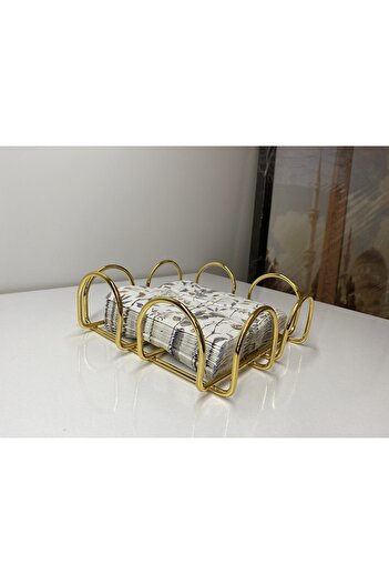 asellus Gold Stylish Organizer for Large Size Napkins: 20x20 Cm Napkin Holder