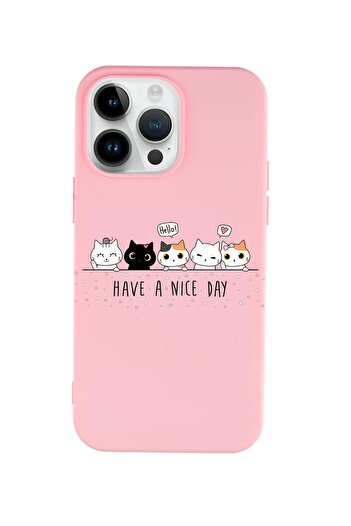 mooodcase Iphone 14 Pro Max Uyumlu Şirin Kedicikler Desenli Premium Silikonlu Lansman Telefon Kılıfı