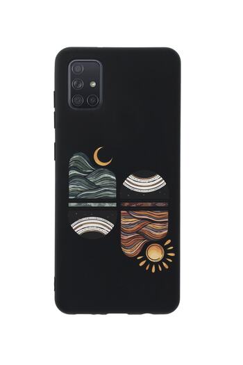mooodcase Samsung A71 Compatible Sunset Wave Premium Silicone Black Phone Case