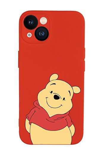 mooodcase iPhone 13 Compatible Pooh Patterned Camera Lens Protected Shock Absorbing Silicone Launch Case