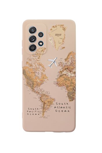 mooodcase Samsung A52 Compatible World Map Premium Silicone Pink Phone Case