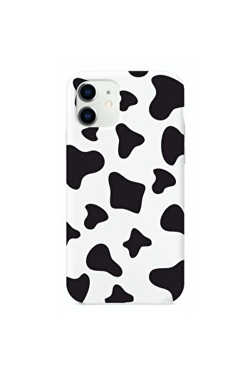 mooodcase Ipohne 11 Cow Patterned White Silicone Case